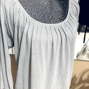 Silver White House Black market thin long sleeve top